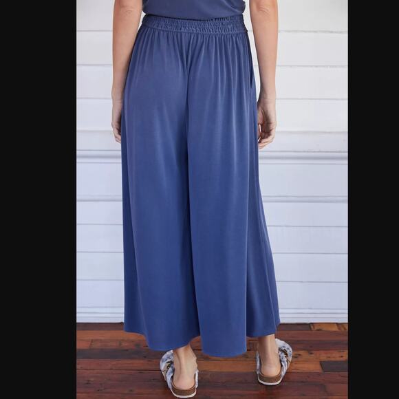 Anthropologie Blue Cropped Wide-Leg Pants - New - Medium - Picture 4 of 7
